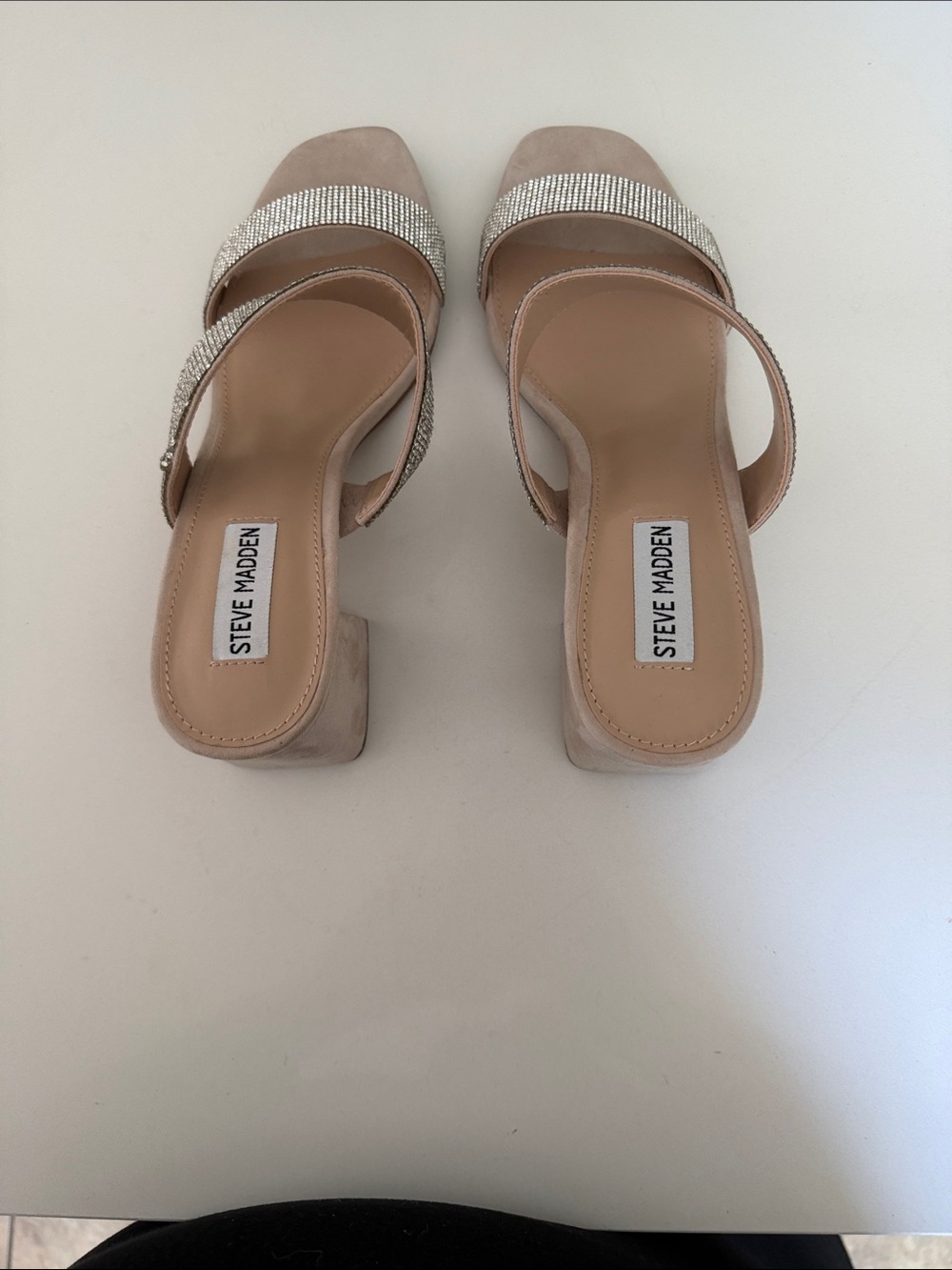 Steve Madden Nude Crystal Double Strap Mules - Picture 7 of 7